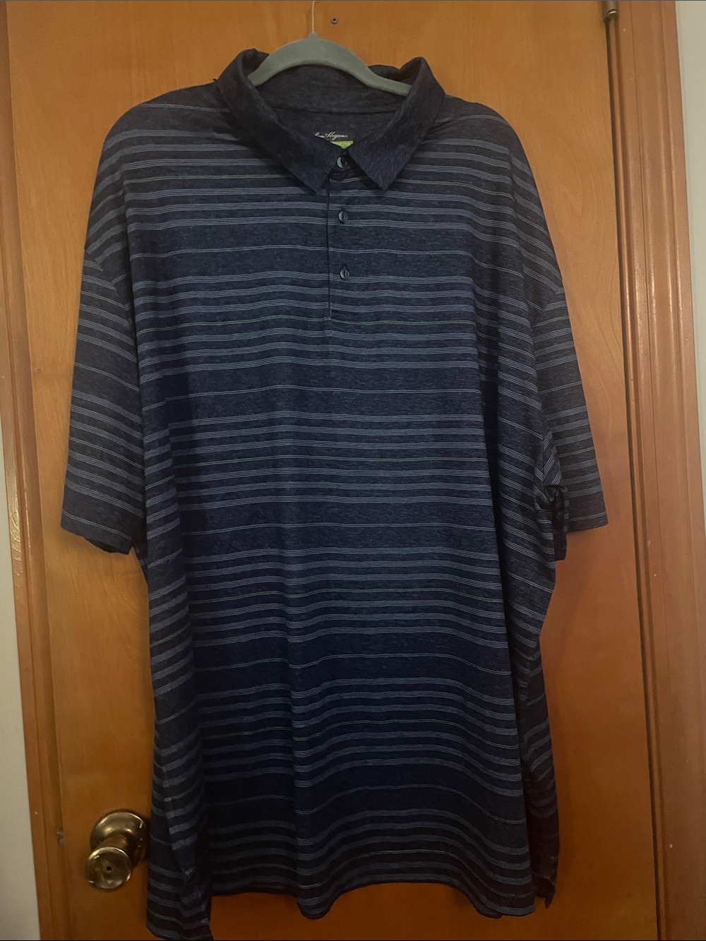 Hogan Navy and Light Blue Striped Polo
